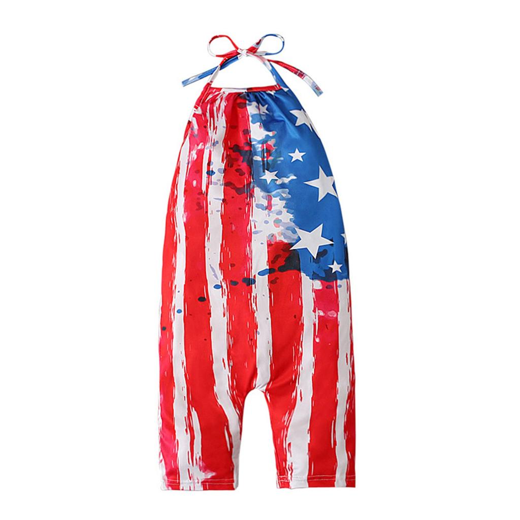 Summer Children Ha Clothing Condole Sleeveless Backless Independence Day Jumpsuit