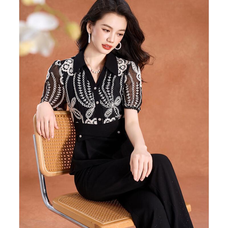 Melanie Women s New Chinese Style Embroidered Pleated Two-Piece Set 2XL