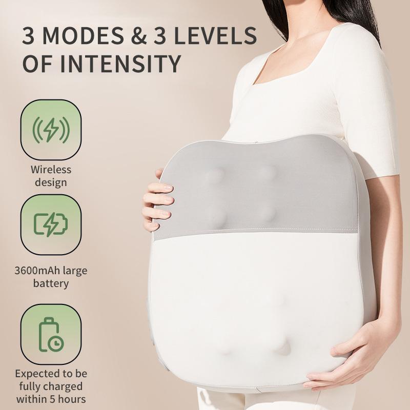 Electric Back Waist Massager with Heat 4 Large Massage Area for Neck Shoulder Shiatsu Kneading Rechargeable Cordless Portable