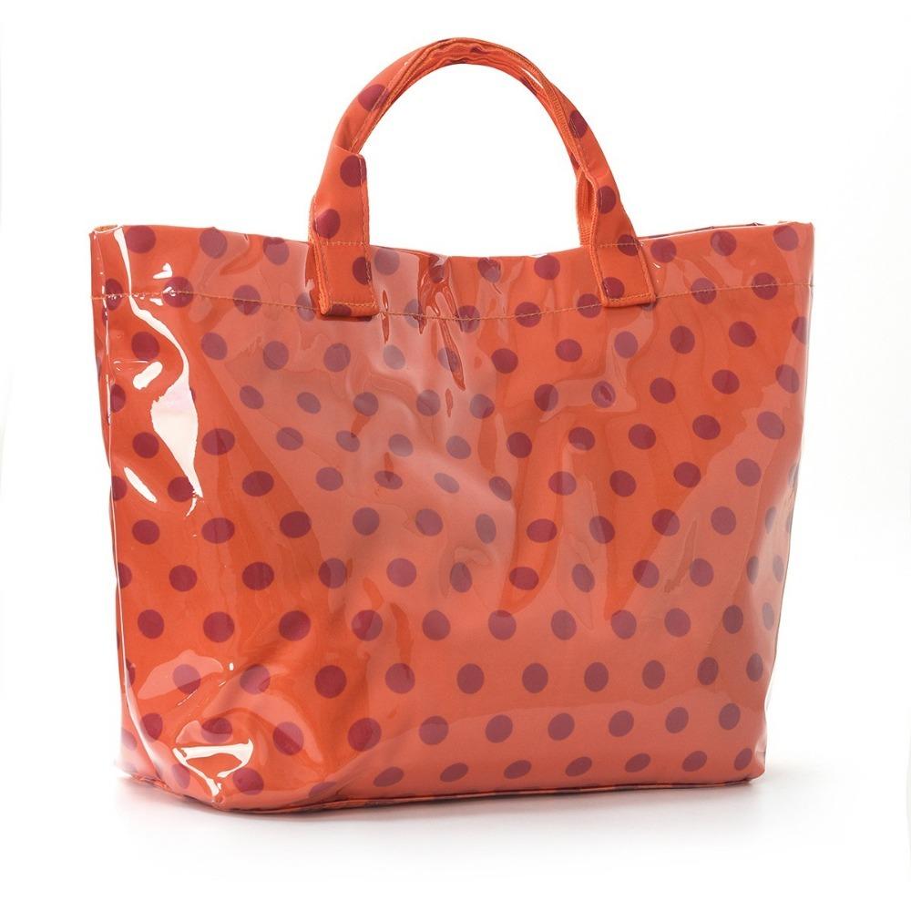 Waterproof Polka Dot Tote Bag Multifunctional Beach Bag Fashion PVC Handbag Travel оранжевый красный
