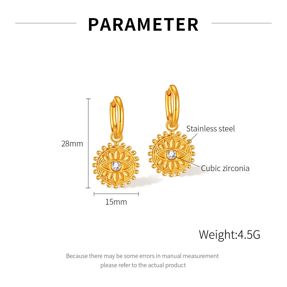 Retro Design Cubic Zirconia Embedded Tiger Eye Stainless Steel Earrings Fashion Temperament Women's