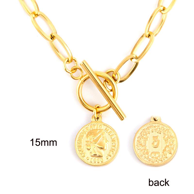 Stainless Steel Summer NECKLACE For WOMEN lucky Coin Penny Long CHOKER GOLD COLOR PENDANT collares de moda Boho Collier