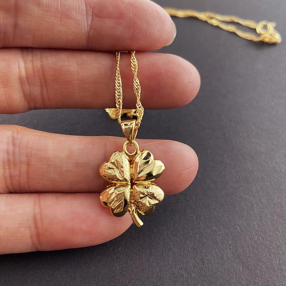 Navachi Collana Con Ciondolo Fiore In Smalto Multicolore E Catena Oro 18 Carati - 40-45cm