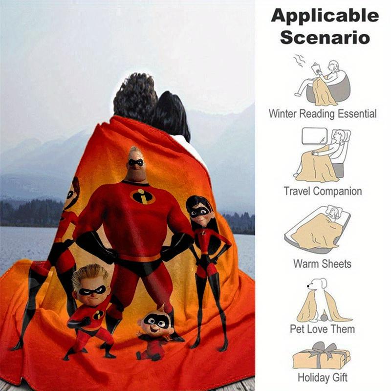 1pc The Increibles Printing Blanket - Soft, All-Season Throw for Living Room, Beroom,Personalize Gift with Aorable Cartoon Esign