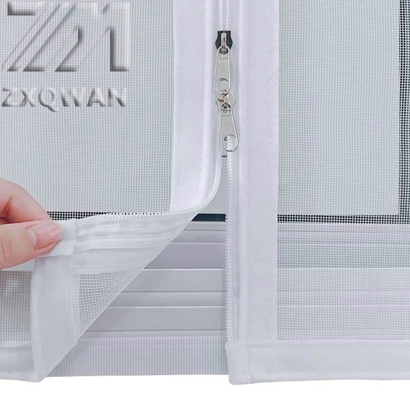 Home Bedroom, Kitchen, Side Opening Double Zipper Mosquito Proof Mesh Window Curtain Velvet Edge Wrapping, Easy Installation