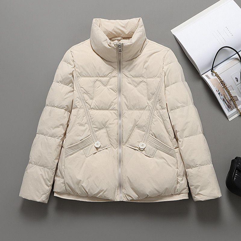 Slant strip design down jacket women's short winter new light and fashionable small stand-up collar bread jacket