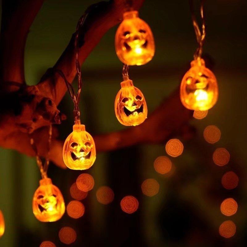 Christmas Thanksgiving Halloween LED String Lights Portable Pumpkin Ghost Skeletons Lights for Home Bar Halloween Party Decor