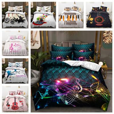 Lightweight Music Bedding Set 3D Duvet Cover 2/3 Pieces AU/DE/EU Full Size Double Quilt Cover Boys Music Enthusiast Room Cover Birthday Gift