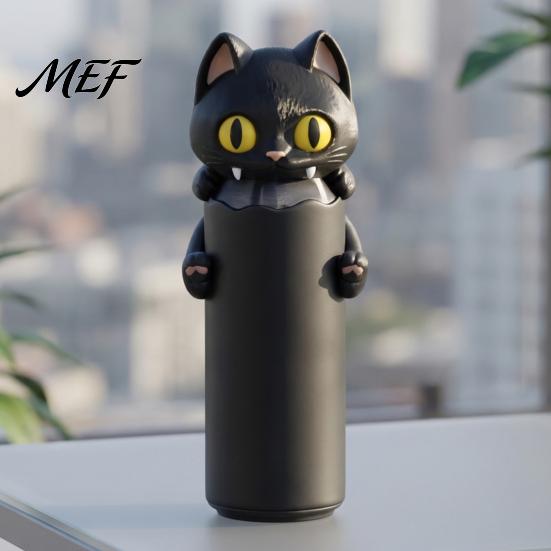 Funny Desktop Ornament 3D Printed Bat Can Holder, Cartoon Vampire Cat Stand Soda Holder for Standard Cans, Halloween Decor, Novelty Party Gift Drink