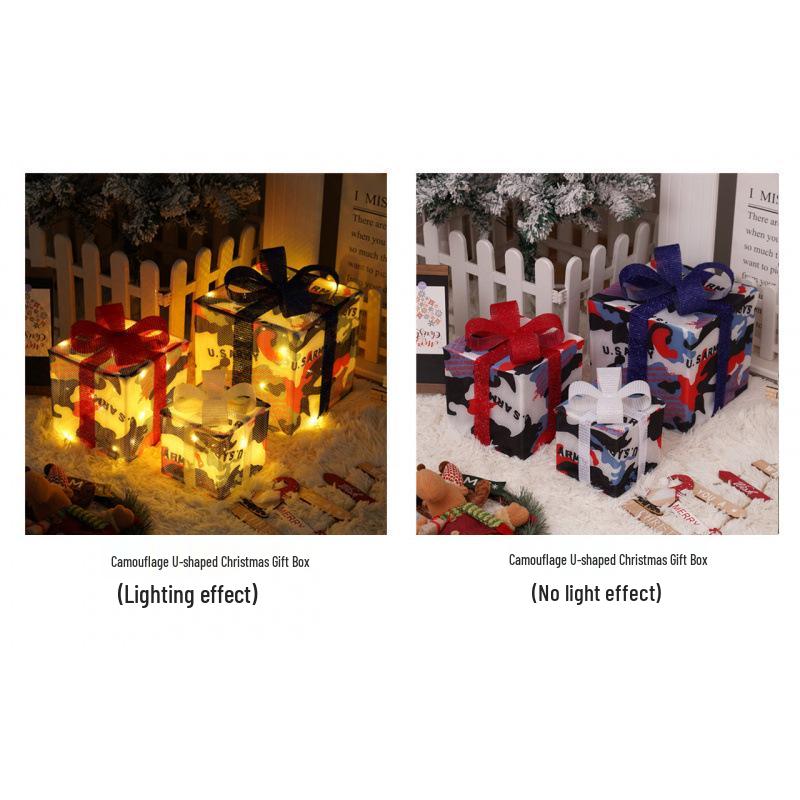 Cross-Border Christmas Luminous Gift Box Set: Outdoor Decorative Lights for Courtyard & Mall Display