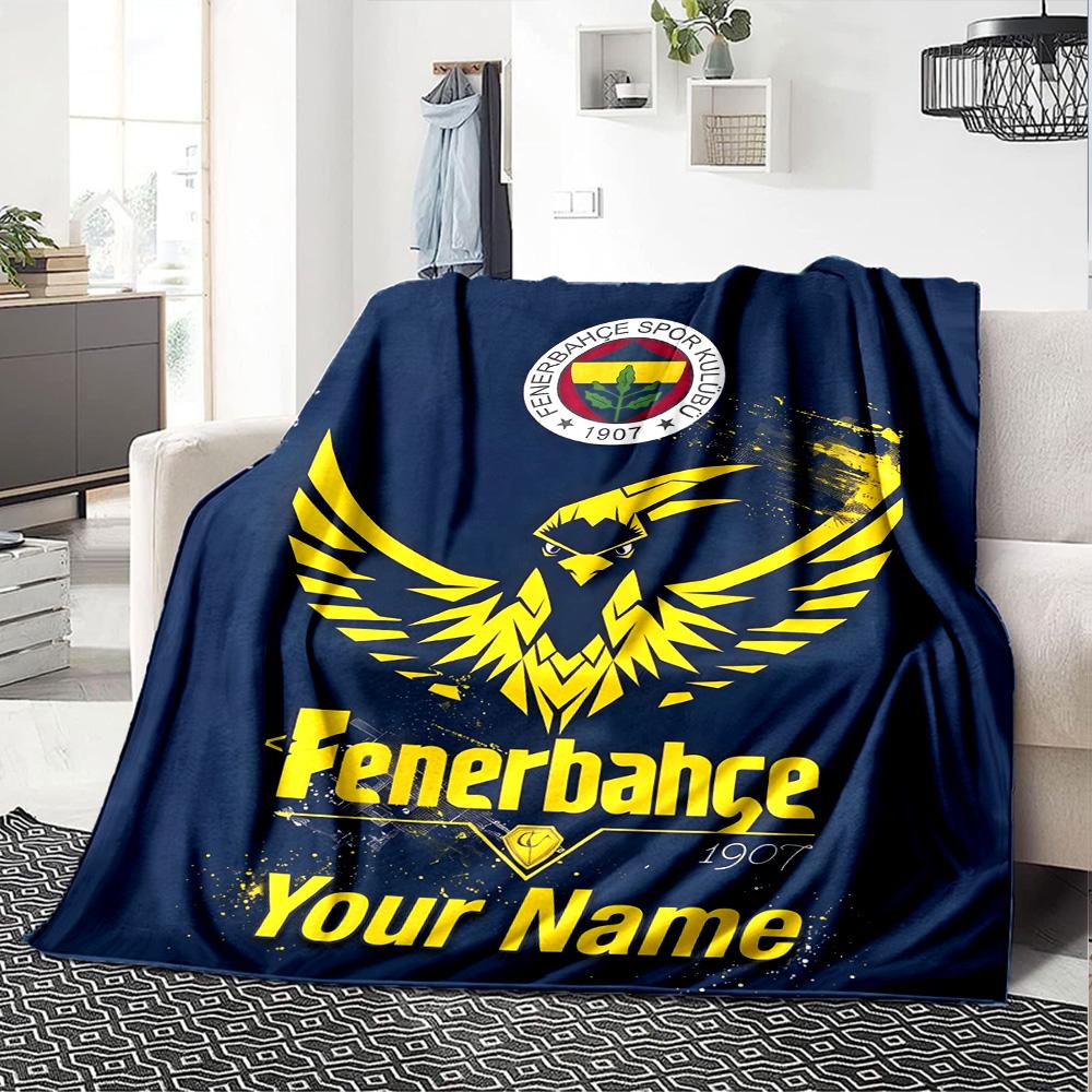 1pc Fenerbahçe Spor Kulübü Blanket with Custom Name, Gift, for Men and Women, Soft Blanket, Good for Sofa Bed Couch Travel, Lightweight Flannel Blanke