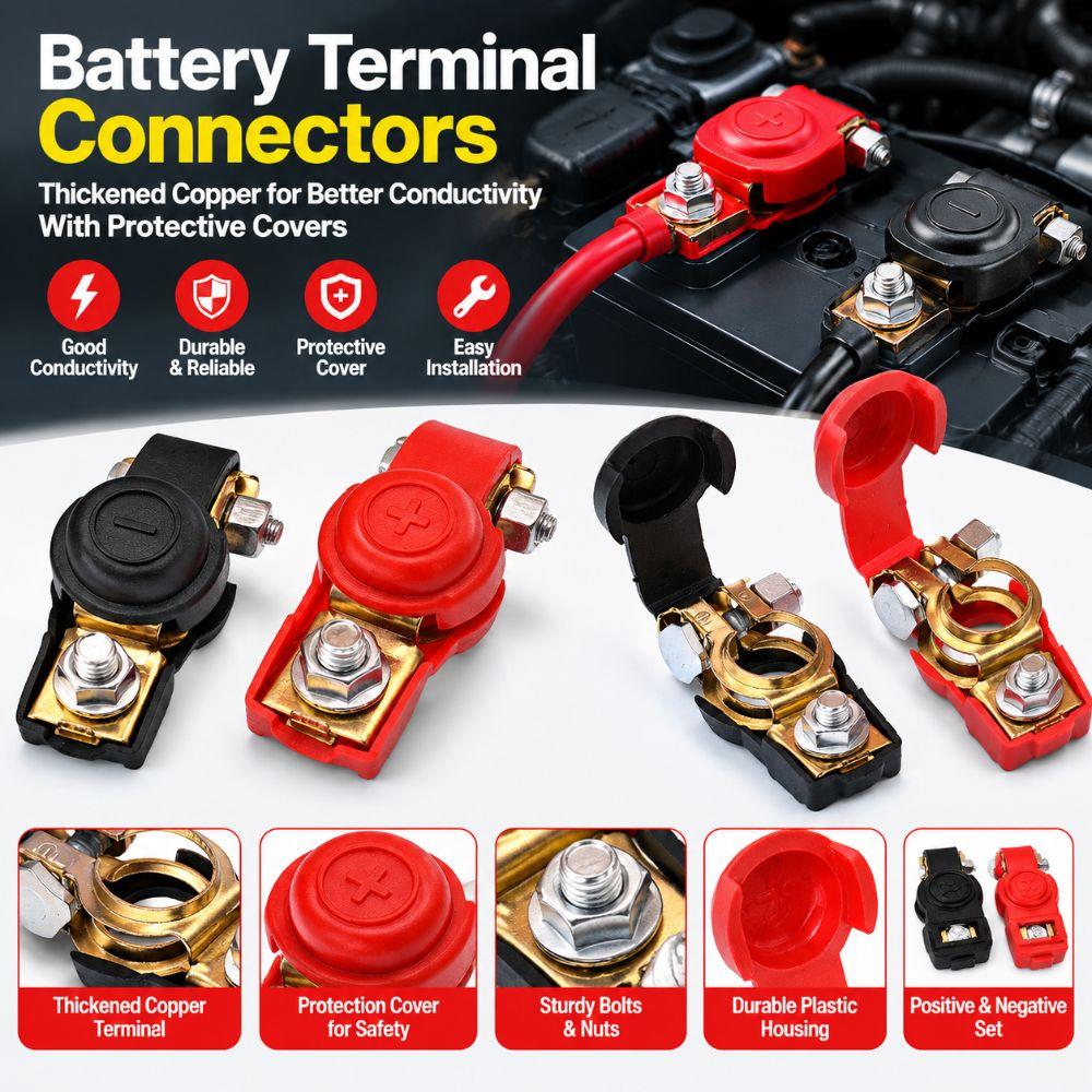 2pcs Quick Release Battery Terminal Clamp Negative Positive Top Post Clamp Truck Accessories