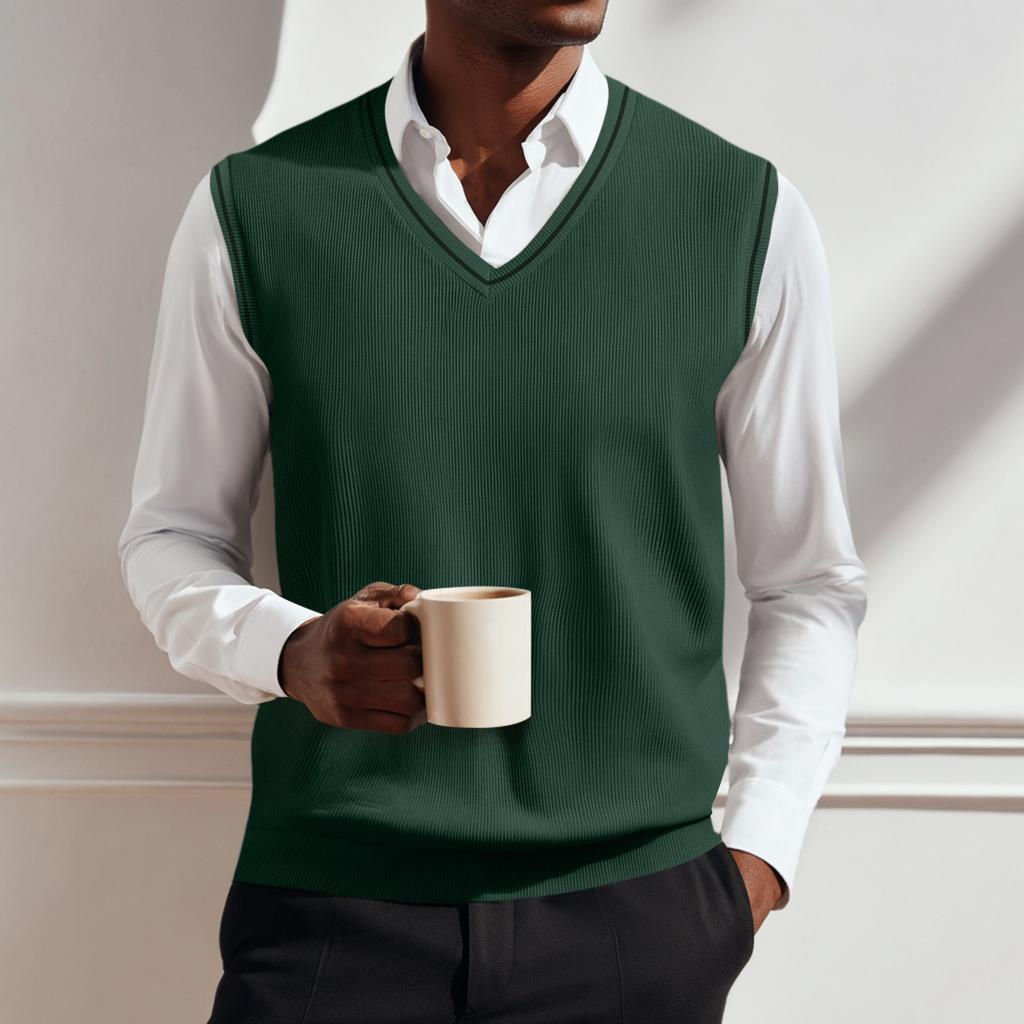 Men's V-neck Vest Sleeveless Knitted Pullover