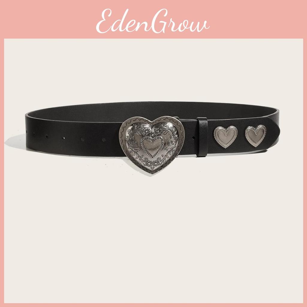 Retro Color Solid Summer Punk Leather Belt With Heart Snap Closure Trendy Look