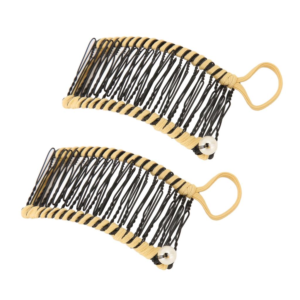 2pcs Banana Hair Clips Fashionable Stretchy Vintage Clincher Comb Tool for Women Thick Wavy Curly Hair