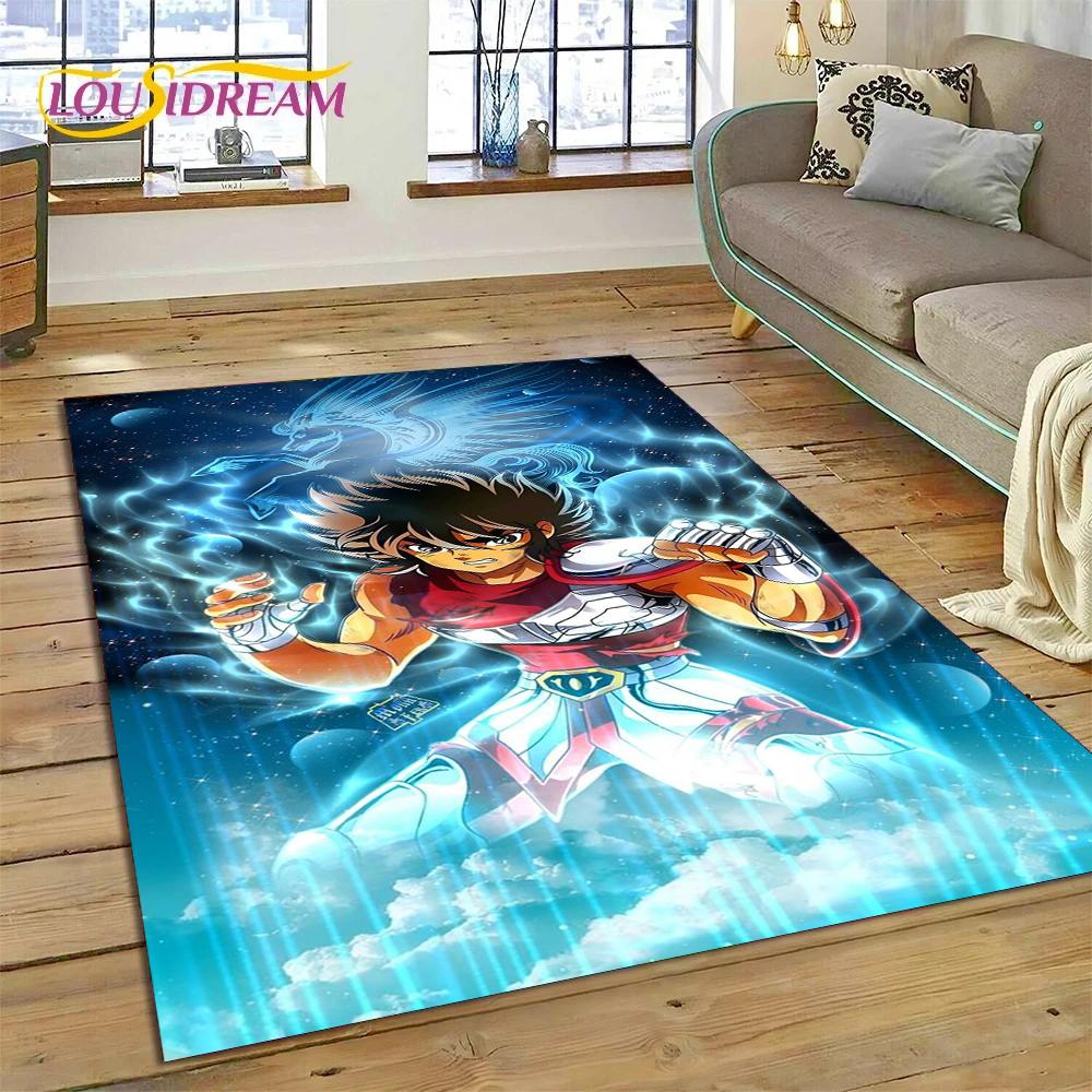 Cartoon Saint Seiya 3D Retro  Anime Rug Carpet for Living Room Bedroom Home Decor,Floor Mat Non-slip for Sofa Doormat Gift Kids