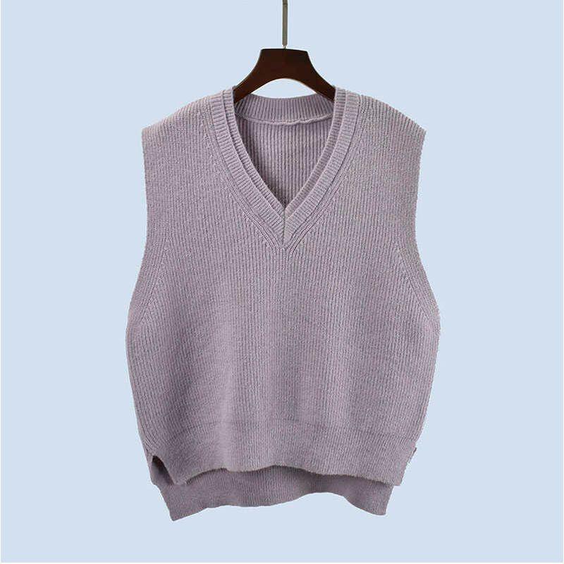 Large Vest Thick Loose Waistcoat Sleeveless Vest Autumn and Winter All-Matching Outerwear Thermal Knitting Sweater Women's Bandage Dress