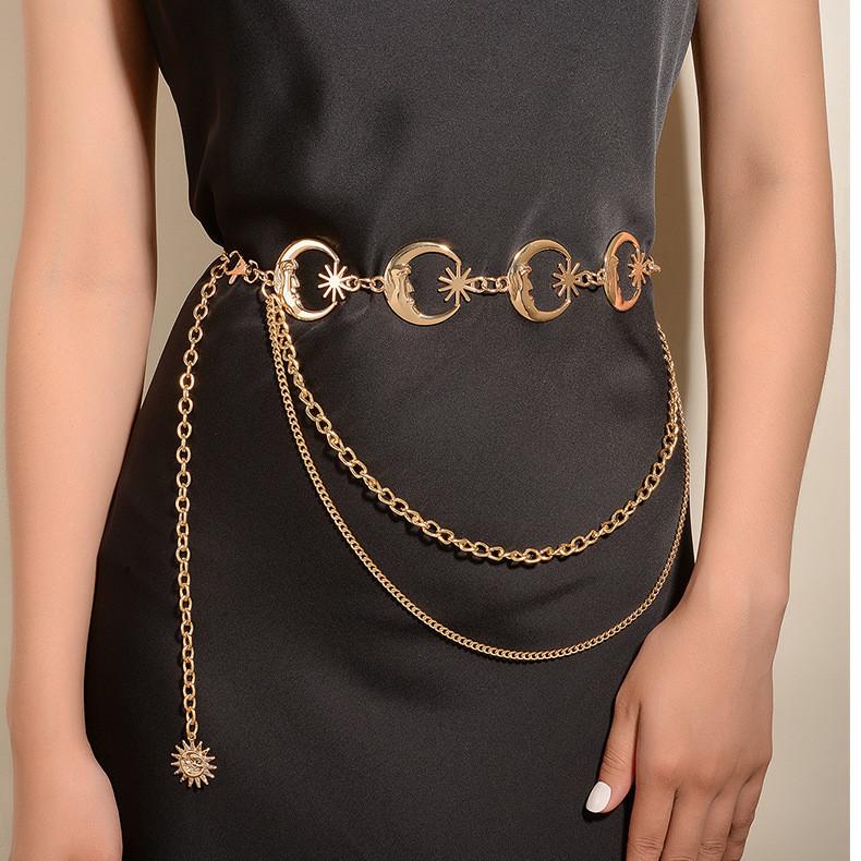Waist Chain Moon Two Layers Of Chains Versatile Accessories For Women Clothing