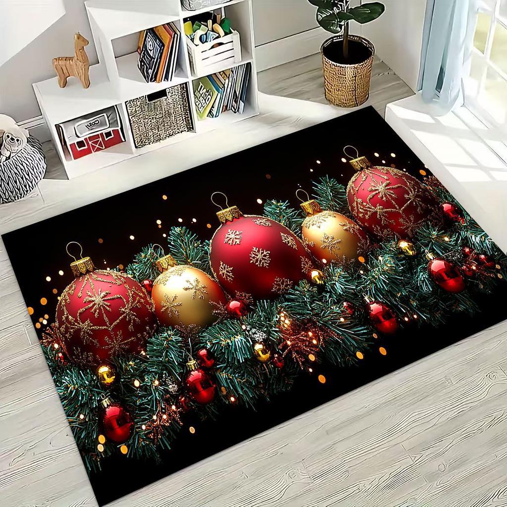 Frohes Neues Jahr Frohe Weihnachten Weihnachtsbaum Weihnachtsmann Cartoon Geschenk Teppich Teppich für Schlafzimmer Wohnzimmer Sofa Haus Fußmatte Dekoration,Rutschfest