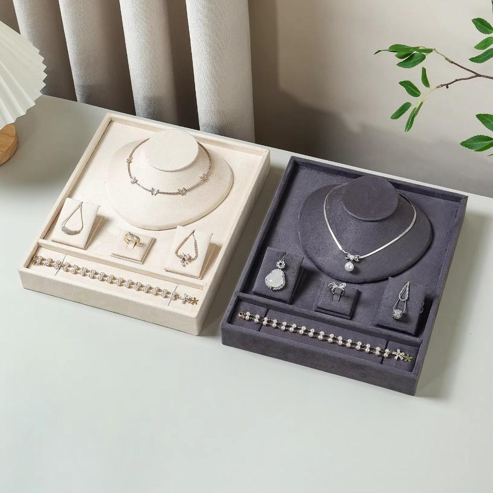 Velvet Jewelry Tray with Partitioned Texture Jewelry Set Display Stand Necklaces