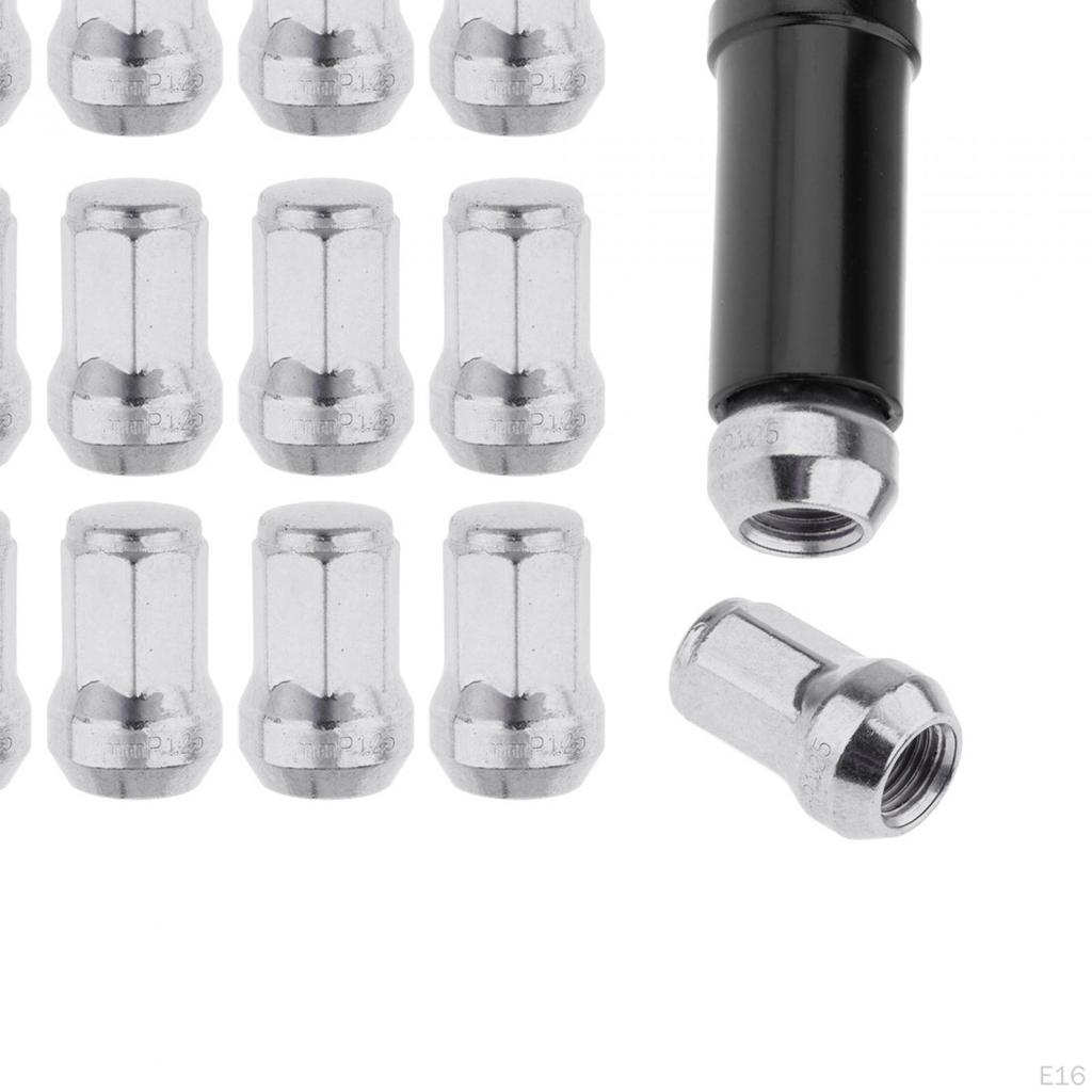 20 Pieces M12 Wheel Lug Nuts with Socket Open End Spare Parts Accessory Replacement