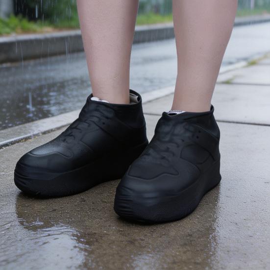 1 Pair Waterproof Shoe Cover Outdoor Non-slip Overshoes Galoshes Reusable Foldable Rain Boot Shoes Protector Cover for Men Women