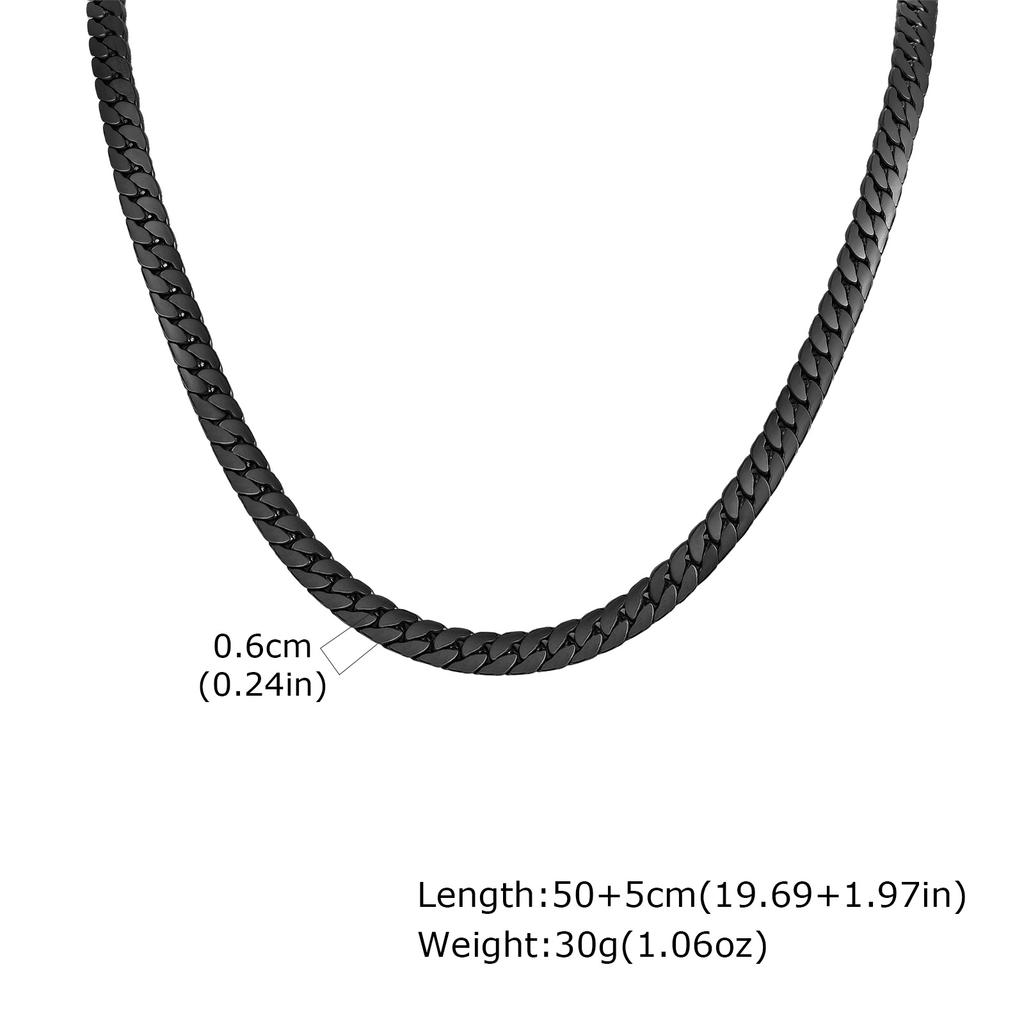 Flache Cubanische Kette Halskette für Männer Jungen, Wasserdichte Edelstahl Glieder Halsbänder, Klassische Männliche Accessoires Schmuck Geschenke
