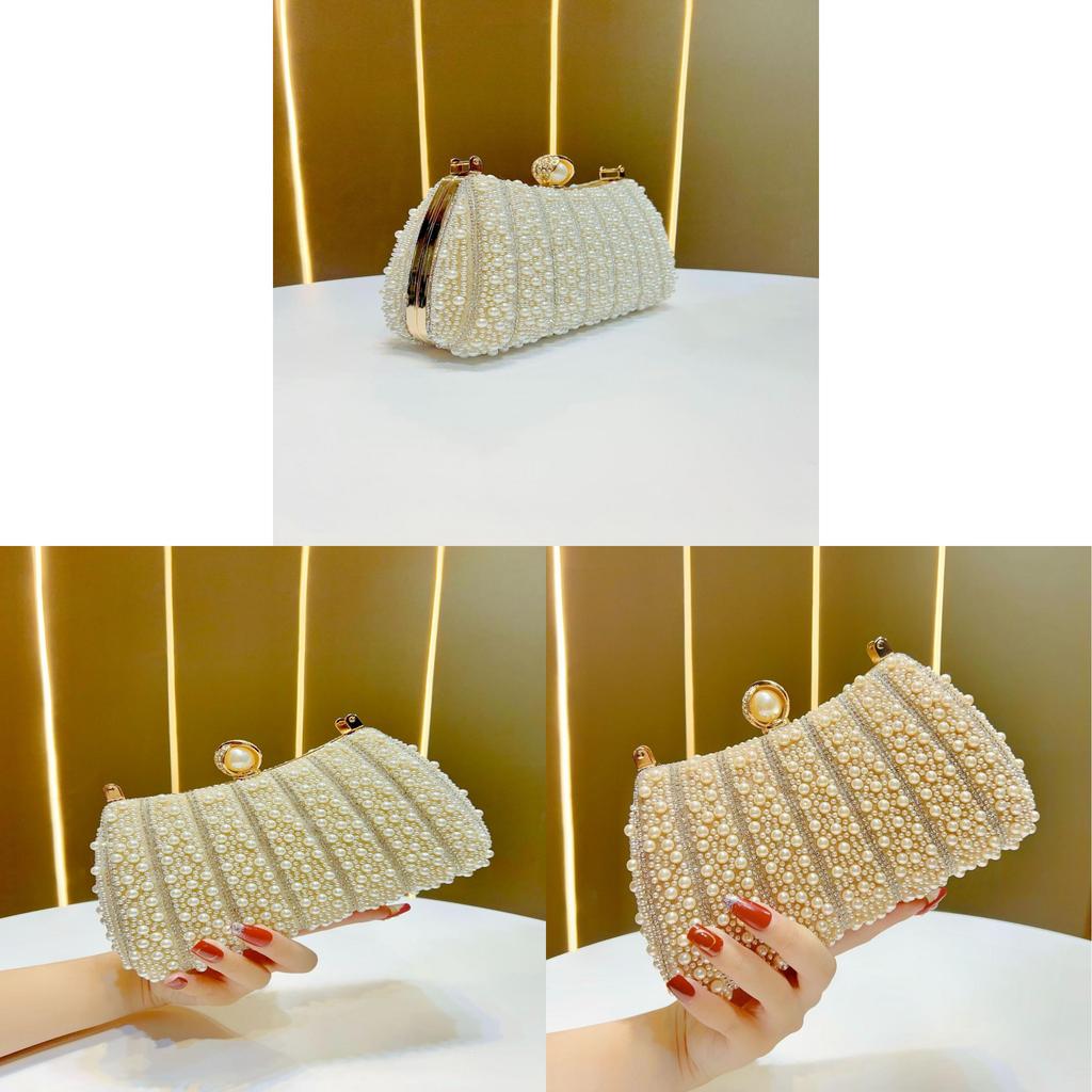 Pochette da sera in perle con chiusura a lucchetto per eventi formali e uso quotidiano