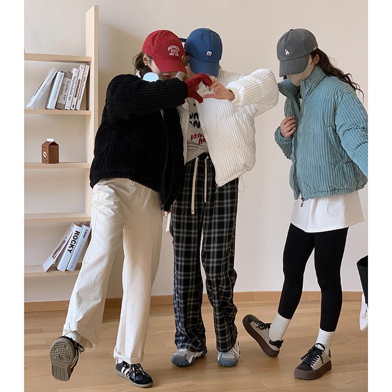 Winter new stand-up collar short corduroy down cotton-padded jacket for students loose small cotton-padded jacket for women