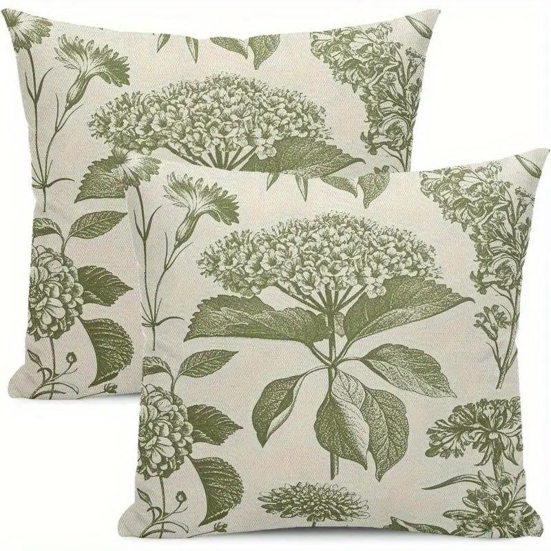 

2PCS Bohemian Tropical Plant Printed Pillow Cover for Decorating Living Room Sofas and Balconies with Plant Pattern Pillowcases зелёный
