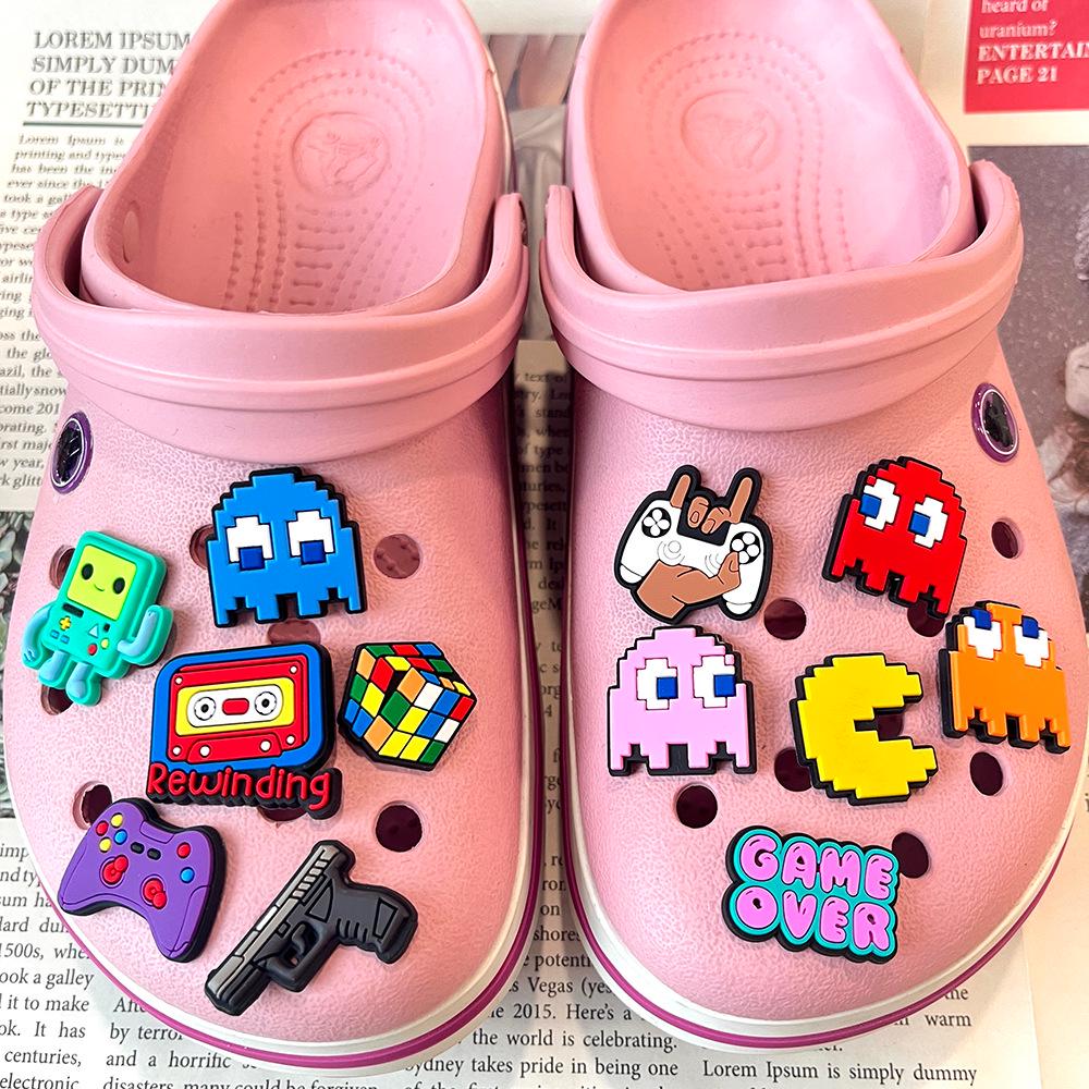 35-Piece Game Console Shoe Charm Set - Creative PVC Soft Rubber Clog Accessories
