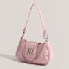 Fashiable Y2K Hot Girl Handbag, Motorcycle Style Solid Color Women's Bag, Commuting Heart Chain Shoulder Armpit Bags