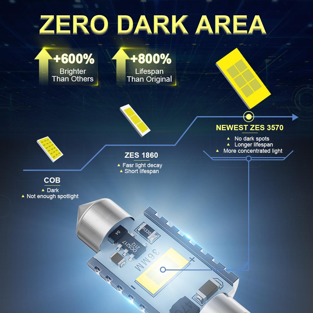 2pcs C10w C5w Festoon 31mm 36mm 39mm 42mm 3570 Super Bright Led Car Interior Reading Lamp LED Bulbs Dome Light White 12V 6000K