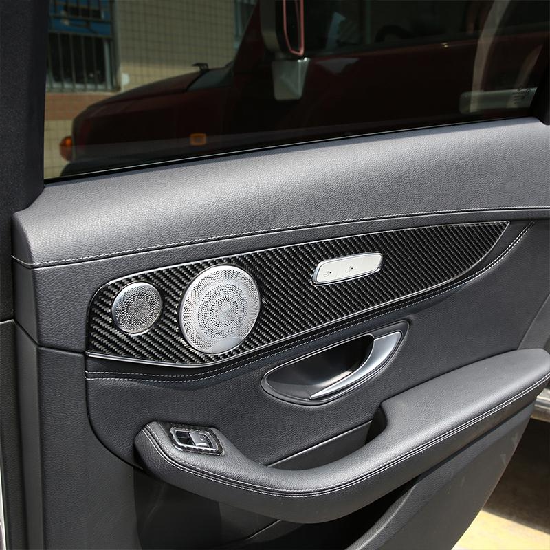 Soft Carbon Fiber For Mercedes Benz C GLC Class W205 2014- Interior Door Decoration Panel Cover Trims Car Accessories