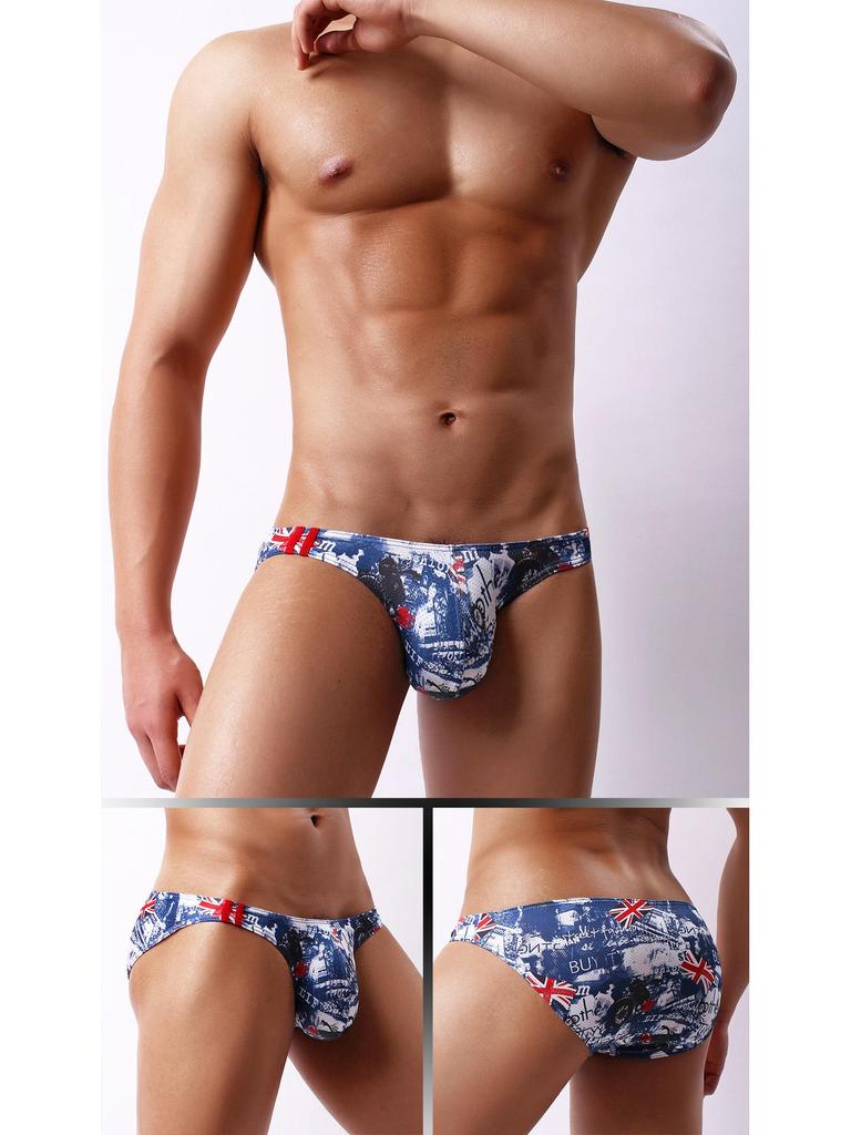 Men's Low-Waist Cartoon Mesh Briefs - Summer Youth Style E-073