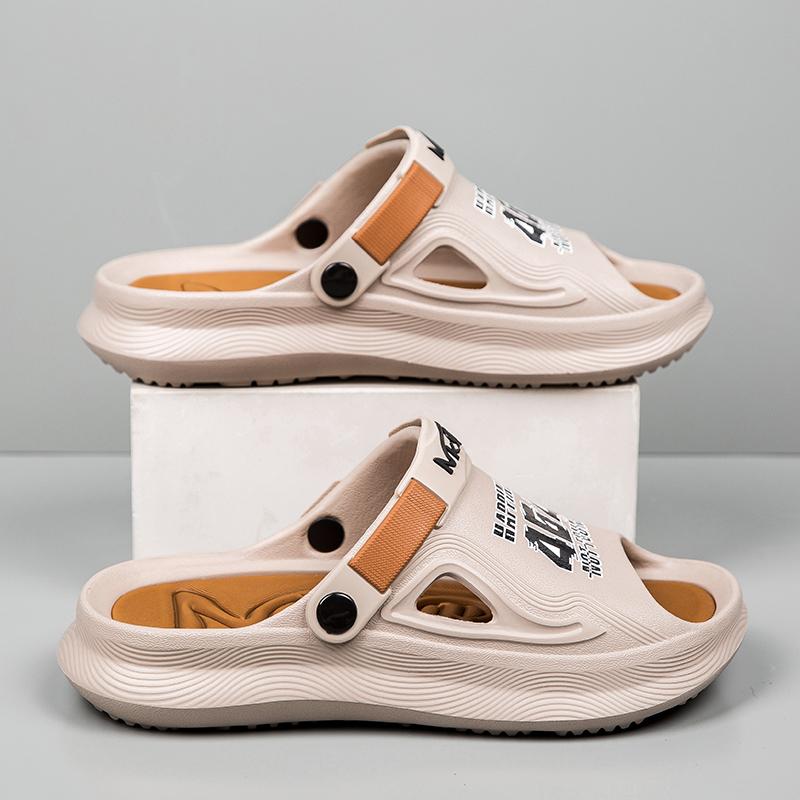 Fashion Men's Summer EVA Slip-On Slippers With Open Back And Two-Way Wear Resistant Anti-Slip Beach Shoes For Work And Outdoor Use