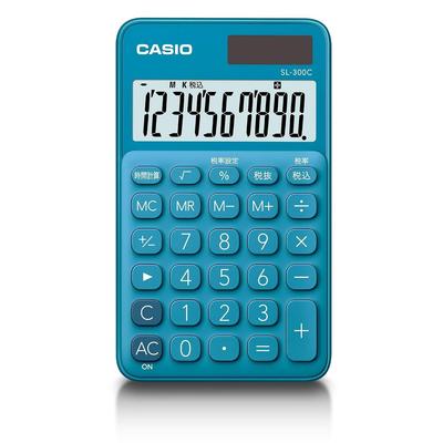 Casio bunter Taschenrechner Seeblau 10-stellig Notizbuch-Typ SL-300C-BU-N