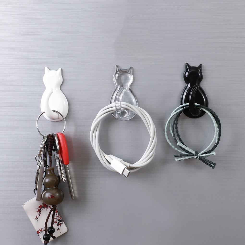 2 Pieces ABS Animal Shape Hook Punch-free Decorative Self-adhesive Replacement Simple Style Bathroom Key Hanger