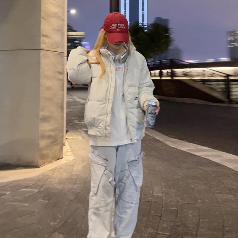 Casual and versatile down cotton jacket women's winter 2025 new stand-up collar cotton jacket loose and slim short padded jacket
