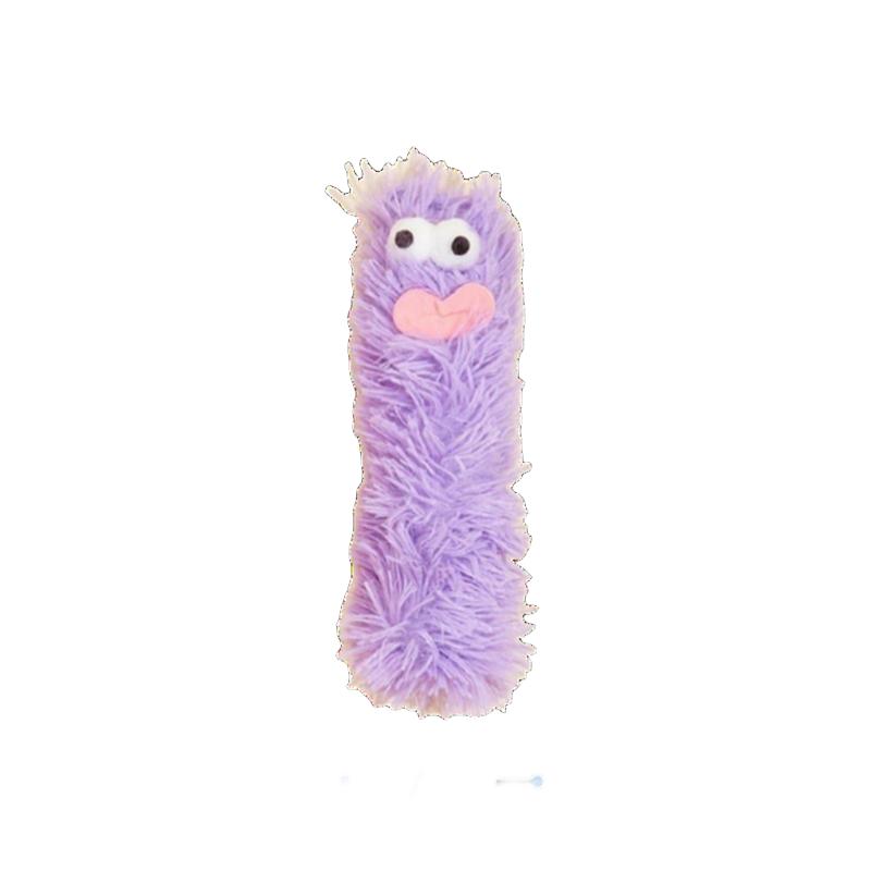 

Pink Plush Caterpillar Cat Toy, Soft Furry Kitten Chew Teaser with Squeaky Sound, Interactive Pet Play Toy for Cats Gift фіолетовий