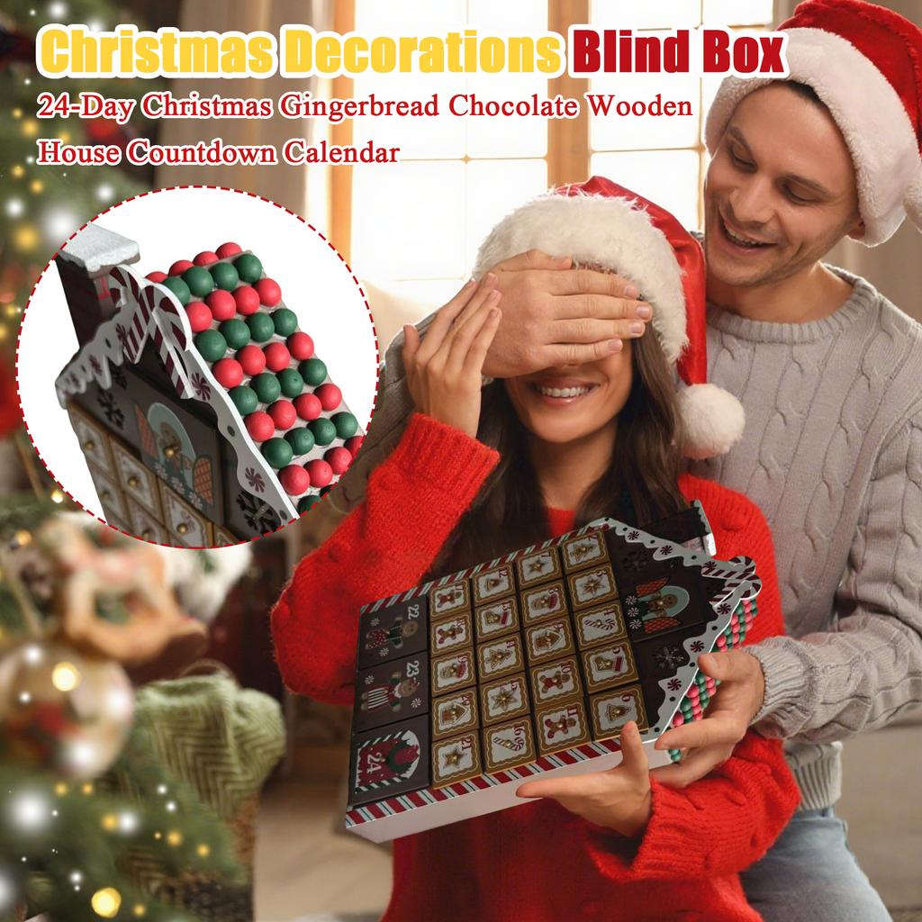 24-Day Christmas Gingerbread Chocolate Wooden House Countdown Calendar Christmas Decorations Home Crafts Ornaments