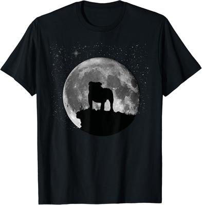 Brytyjski Buldog Angielski Księżyc Śmieszne Psy Miłośnicy Prezent Unisex T-Shirt