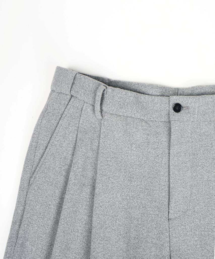 BIRBANTE [Birbante] Melange Double-Pleat Set-Up Slacks - Light Gray