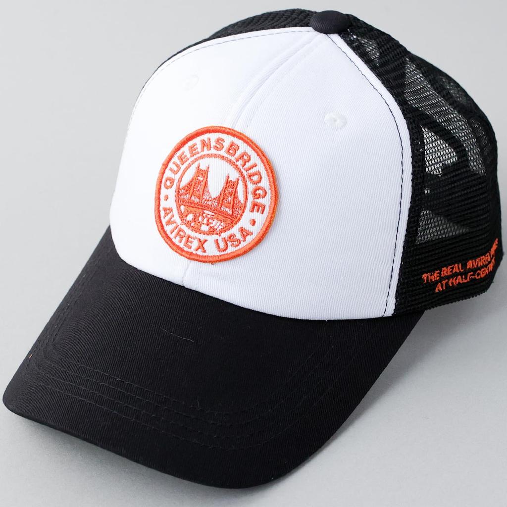 Avirex Mesh Military American Casual Summer Baseball Varsity White 6-Panel Cap, Low-Profile Cap, Embroidered, Men's MA-1 Cap,