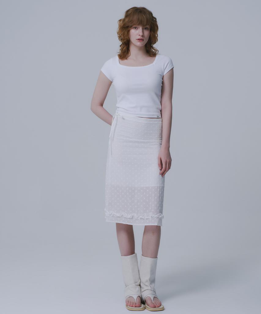 War For Woman Wsk-06 Jacquard Midi Skirt_White