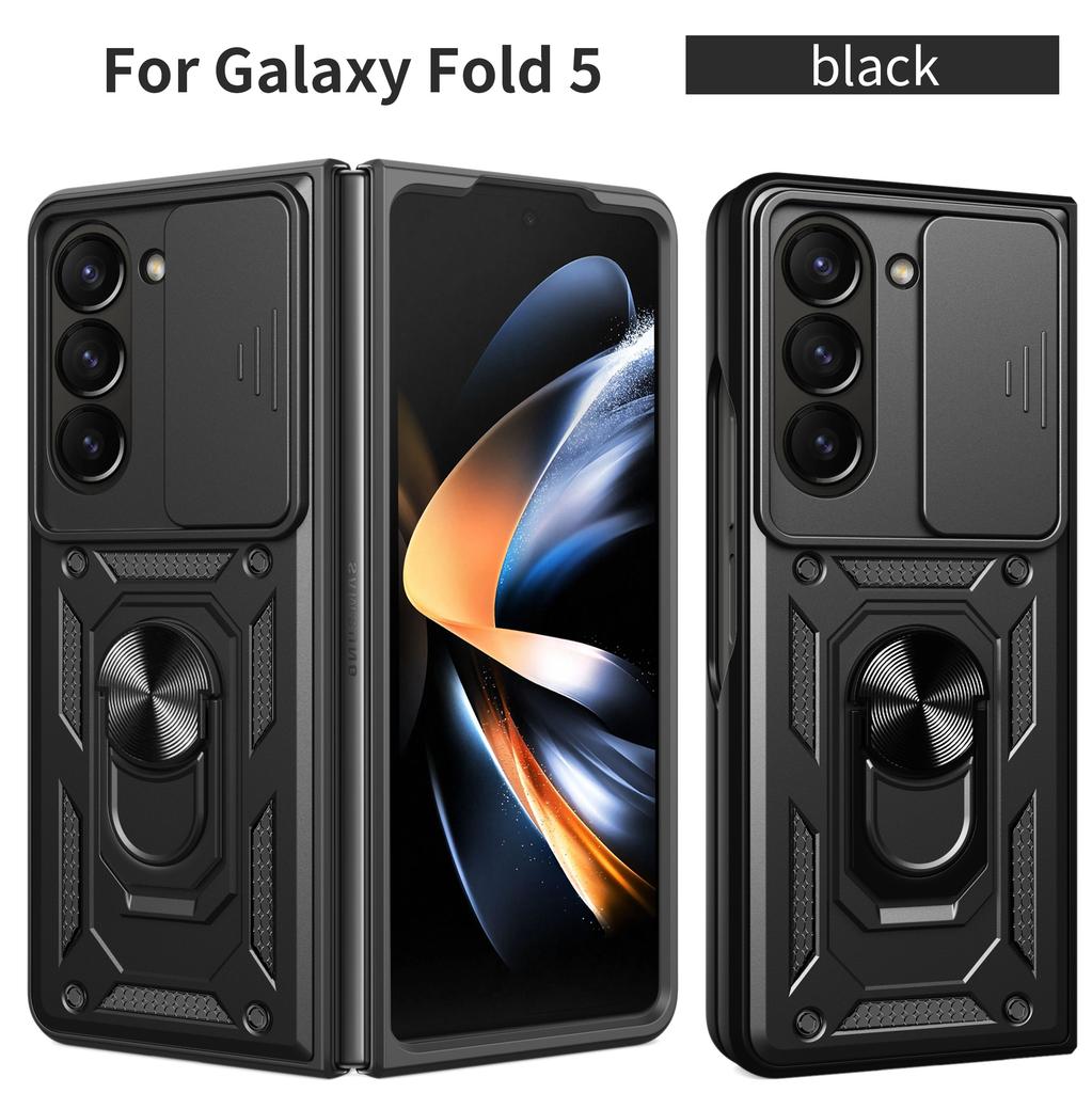 Für Samsung Z Fold4 Hülle Galaxy Z Fold 5 Cover Galaxy Z Fold 6 Magnetischer Halter Rüstung Handyhülle Schiebefach Kamera Schutz Rückseite Abdeckung