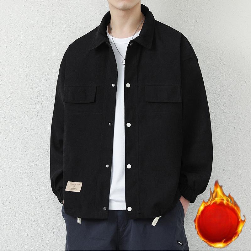 Jacke Herren Frühling und Herbst Lockeres Oberteil Lässig Hübsch Revers Junge Jacke