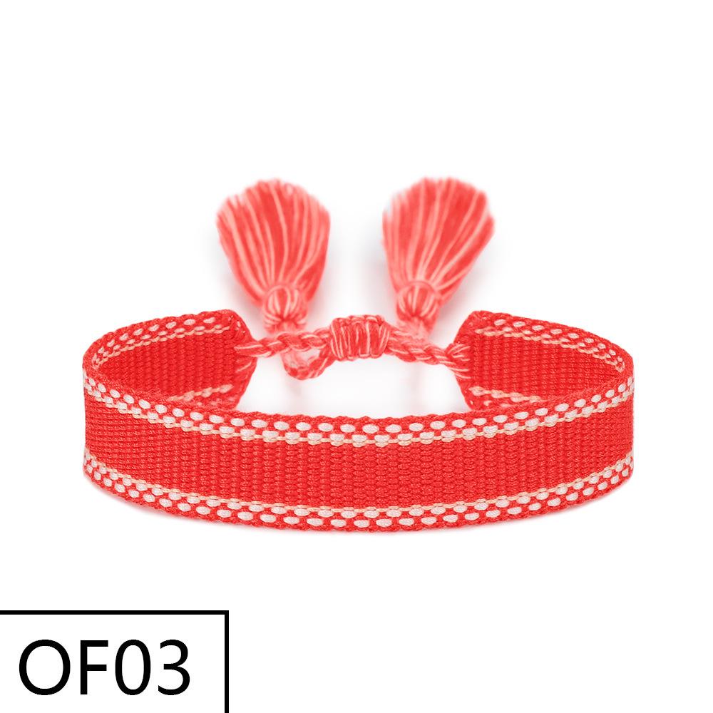 Embroiderable Polyester Cotton Letter Tassel Bracelet for Women – 1.5cm Woven Wristband
