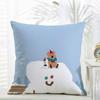C-Christmas Snowman Bear Pillow Cute Cushion Cover Daily Washable Linen Pillowcase Soft For Sofa Bed Home Room Decor