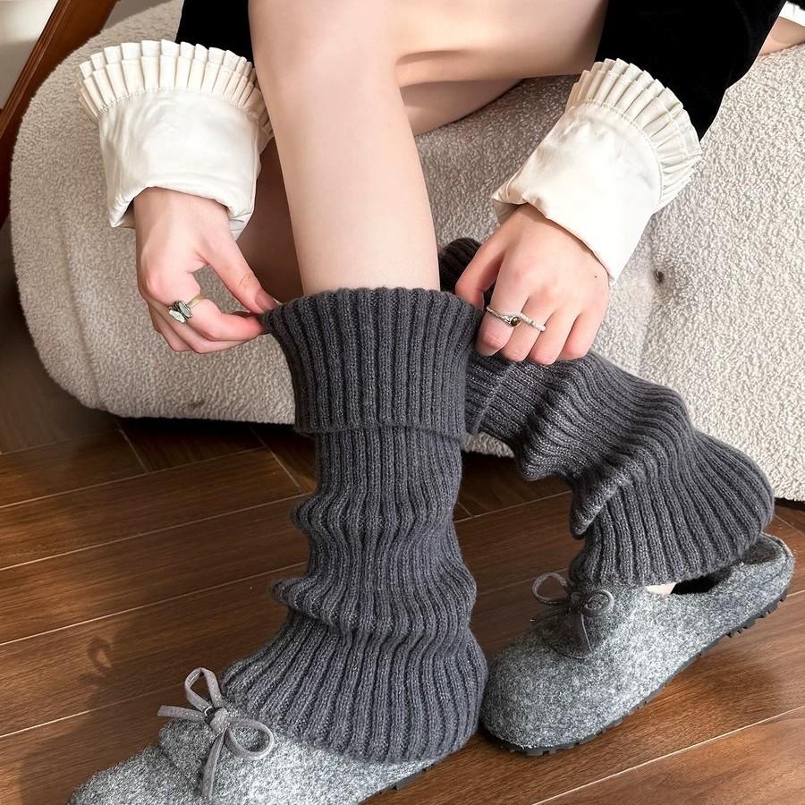 Wool Socks Cover Socks Warm Slimming Knitted Pile Socks Y2K With Snow Boots Calf Socks